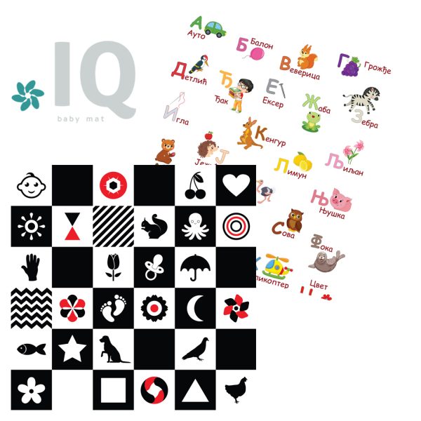 IQ sklopiva podloga sa dva lica  Kontrasti + Azbuka 150x200x1 cm