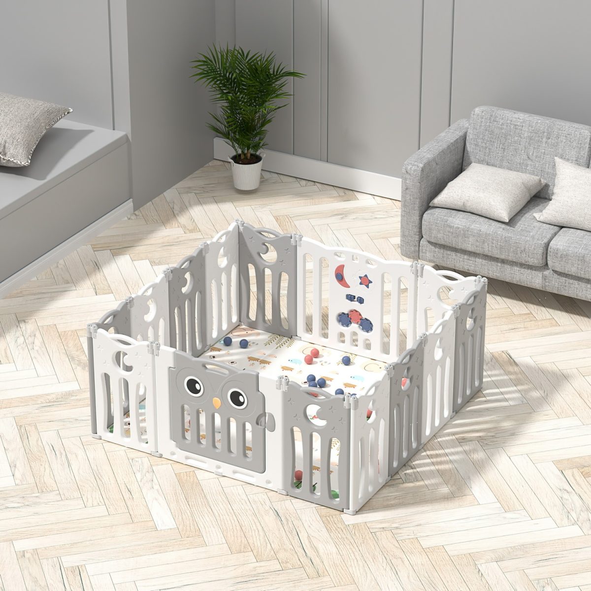 122-1 Sklopiva ogradica Sovica – Siva + bela - Слика 1