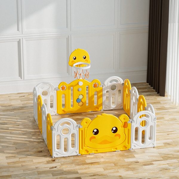 Sklopiva ogradica sa košem "Pače" 120*206 cm (žuta+bela boje)