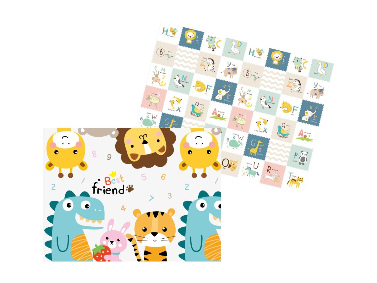 150-1-scaled Sklopiva podloga sa dva lica Vesela Abceda+Najbolji drugari 150x200x1 cm - Слика 1