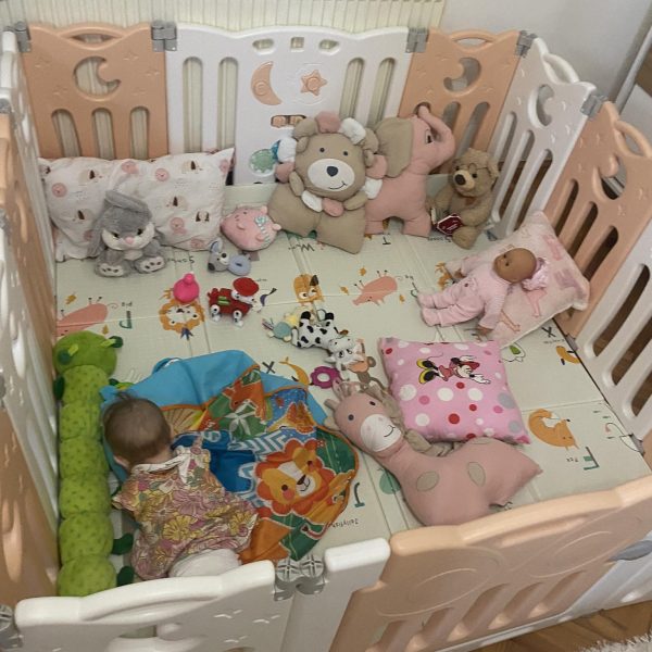 Sklopiva ogradica Sovica – Roze/Kajsija + bela