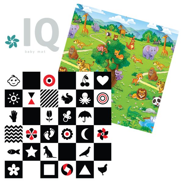 IQ sklopiva podloga sa dva lica  Kontrasti + Zoo vrt 150x200x1 cm