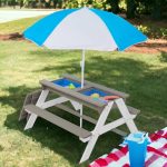 Dečiji baštenski sto 3 u 1 KINDER HOME, kišobran sa podesivom visinom, pokretni vrh za aktivne igre na otvorenom - Слика 3