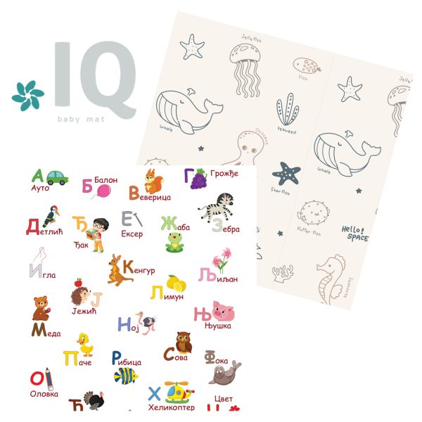 IQ sklopiva podloga sa dva lica Azbuka + Okean 150x150x1 cm