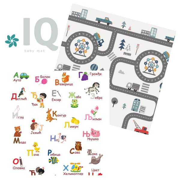 IQ sklopiva podloga sa dva lica Azbuka + Staza 180x200x1 cm
