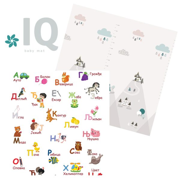 IQ sklopiva podloga sa dva lica Azbuka + Planinske kućice 150x200x1 cm