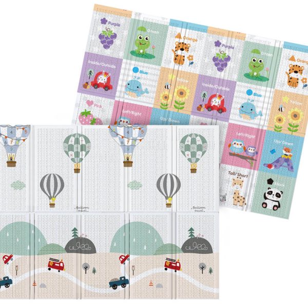 JOY sklopiva podloga sa dva lica Baloni+Vesela učionica180x200x1 cm