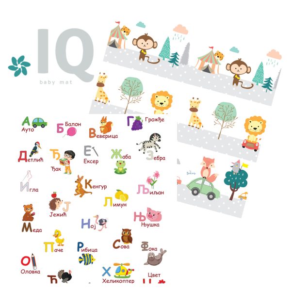IQ sklopiva podloga sa dva lica Azbuka +  Trka u gradu 180x200x1 cm
