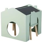 KINDER HOME Dečiji sto sa 2 stolice - Kuća za više aktivnosti sa crnom tablom, stolom za crtanje i čitanje - Слика 4