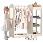 Dečiji stalak za odeću sa ogledalom KINDER HOME - Dečiji otvoreni orman sa policama i vešalicama, bela - Слика 3