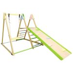 Dečiji drveni set KINDER HOME 4 u 1 – ljuljaška, tobogan, ram za penjanje i rampa za penjanje