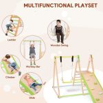 Dečiji drveni set KINDER HOME 4 u 1 – ljuljaška, tobogan, ram za penjanje i rampa za penjanje - Слика 4