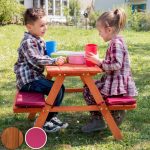 Garnitura za baštu KINDER HOME, Dečiji sto za piknik sa klupama i mekim jastucima - Слика 3