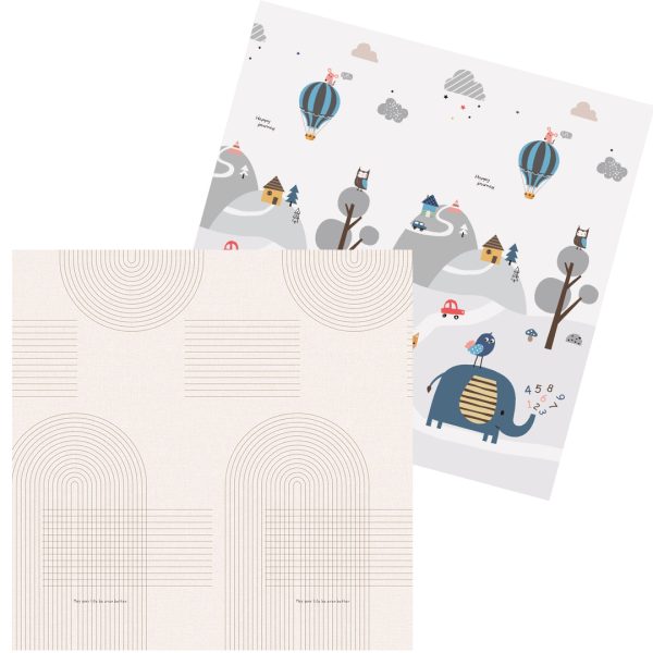 JOY sklopiva podloga sa dva lica Grey Deco+Slon u planini 150x200x1 cm