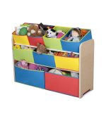 KINDER HOME Dečija drvena polica sa 3 nivoa i 9 kutija šarena