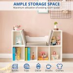 3 u 1 dečija polica za knjige, polica za knjige i klupa, 6 pregrada za odlaganje igračaka i knjiga - Слика 5