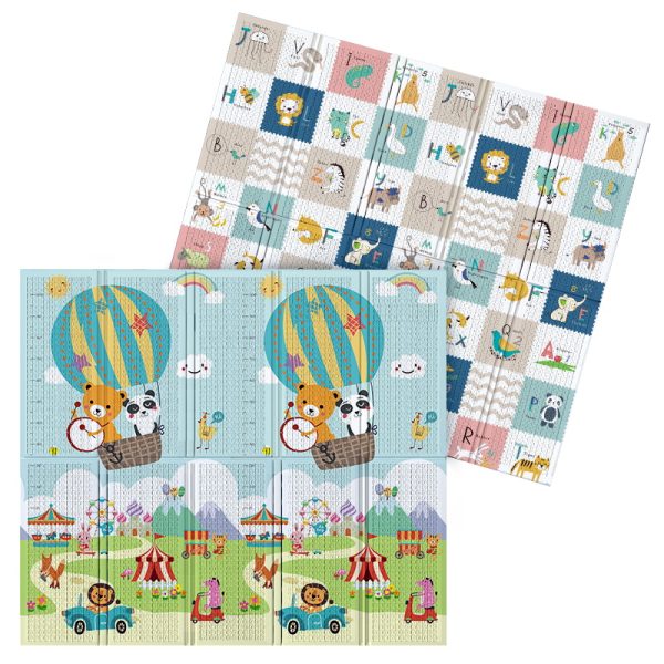 JOY sklopiva podloga sa dva lica Luna park + Vesela ABCeda 180x200x1 cm