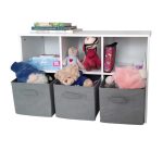 KINDER HOME Drvena komoda sa 6 tekstilnih fioka za odlaganje siva - Слика 2