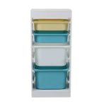 KINDER HOME Dečiji ormarić, polica za igračke sa 4 kutije za odlaganje, bela - Слика 2