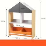 Kinder home Dečiji ormarić, regal za igračke i knjige sa tablom za pisanje, kuća, drvo - Слика 5