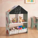 KINDER HOME Ormar za igračke i knjige,Crna tabla za pisanje - Слика 3