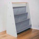 Prenosna dečija polica za knjige KINDER HOME, nameštaj za dečiju sobu, bela, siva