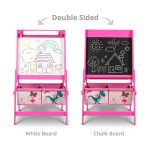 KINDER HOME Dvostrana dečija drvena tabla na stalku za pisanje i crtanje sa kutijom za odlaganje roze - Слика 3