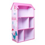 KINDER HOME Dečija drvena polica za odlaganje igračaka i knjiga roze