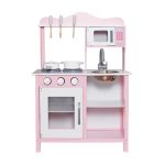 KINDER HOME Dečija drvena kuhinja za igru sa dodacima roze