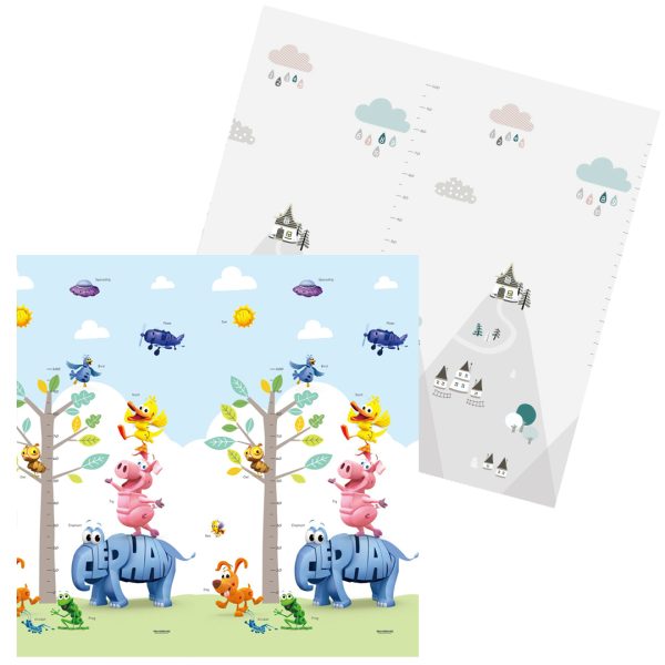 JOY sklopiva podloga sa dva lica Veseli akrobati + Planinske kućice 180x200x1 cm