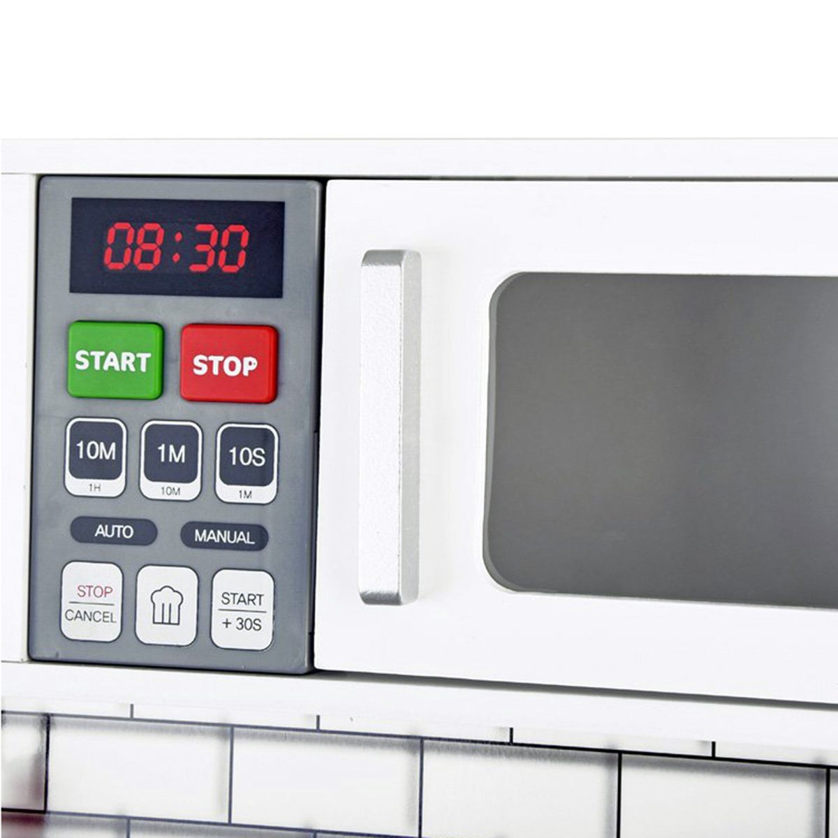 KINDER HOME Dečija drvena kuhinja sa zvukom, svetlom i priborom za kuvanje belo-siva - Слика 5