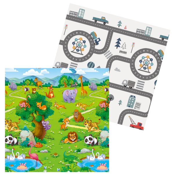 JOY sklopiva podloga sa dva lica Staza+Zoo vrt 150x200x1 cm