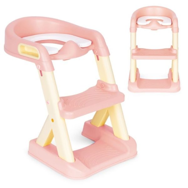 Adapter za wc šolju za decu sa stepenikom Eco Toys pink