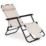 Baštenska ležaljka sa naslonom za glavu, sklopive konstrukcije, bež, MultiGarden - Слика 3