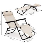 Baštenska ležaljka sa naslonom za glavu, sklopive konstrukcije, bež, MultiGarden - Слика 8