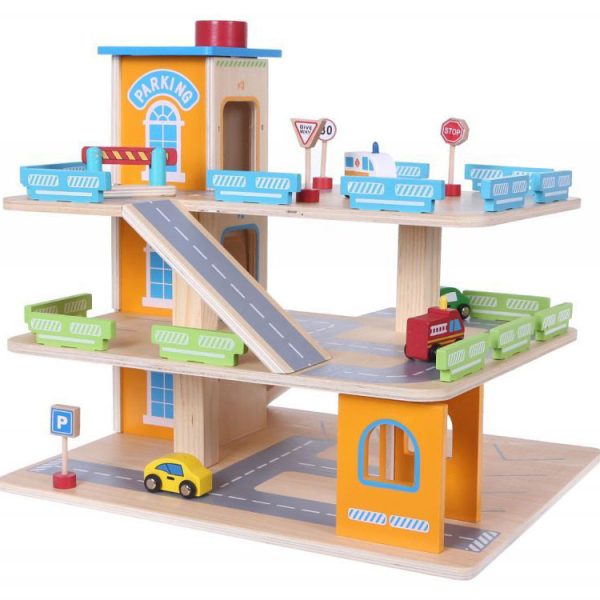 Drvena garaža sa stazom I liftom + automobili