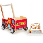 Edukativna drvena guralica sa kockama - vatrogasac - Слика 5