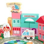 Edukativne drvene kocke city sa podlogom 121 kom - Слика 3