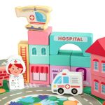 Edukativne drvene kocke city sa podlogom 121 kom - Слика 5