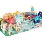 Edukativne drvene kocke city set sa podlogom 121kom - Слика 5