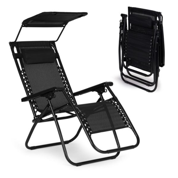 Podesiva baštenska fotelja sa tendom black