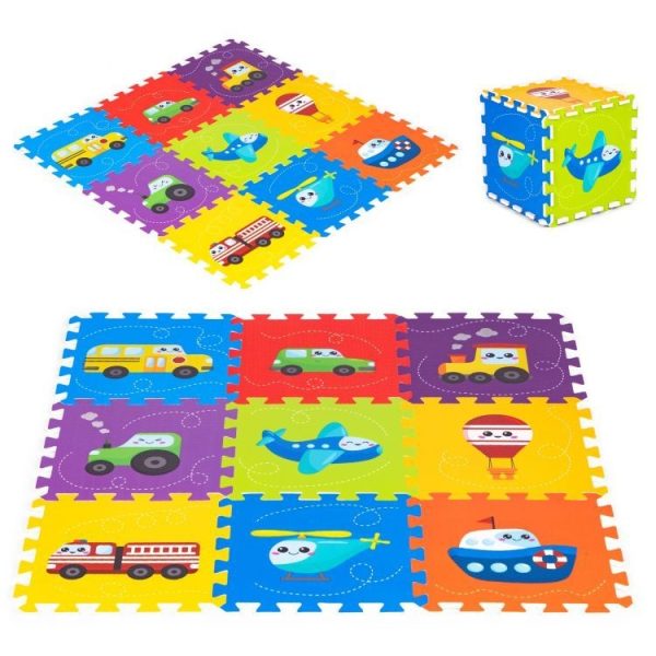 Podloga za igru puzzle vehicles 9 elemenata 86x86cm iplay Eco Toys