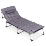 Sklopiva baštenska ležaljka za pecanje sa dušekom i jastukom, siva, MultiGarden