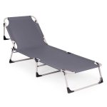 Sklopiva baštenska ležaljka za pecanje sa dušekom i jastukom, siva, MultiGarden - Слика 5