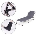 Sklopiva baštenska ležaljka za pecanje sa dušekom i jastukom, siva, MultiGarden - Слика 8