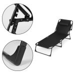 Sklopiva baštenska ležaljka za pecanje sa jastukom, crna, MultiGarden - Слика 7