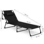 Sklopiva baštenska ležaljka za pecanje sa jastukom, crna, MultiGarden - Слика 8