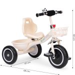 Tricikl sa neklizajućim rukohvatima, zvoncem i korpom, Beige, ECOTOYS - Слика 7