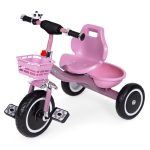 Tricikl sa neklizajućim rukohvatima, zvoncem i korpom, Pink, ECOTOYS - Слика 5