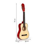 Velika drvena gitara za decu crvena Eco Toys - Слика 5